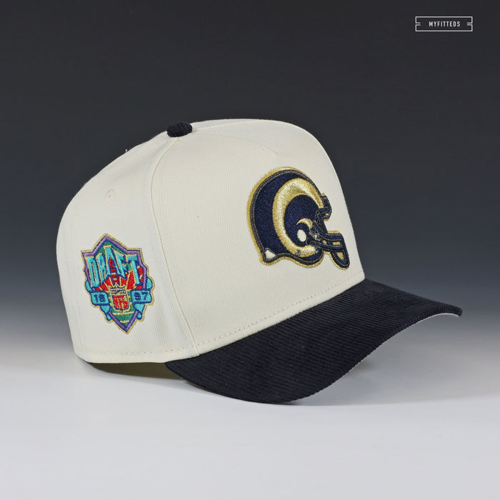 ST. LOUIS RAMS 10TH ANNIVERSARY 1997 NFL DRAFT OFF WHITE NEW ERA 9FIFTY A-FRAME SNAPBACK