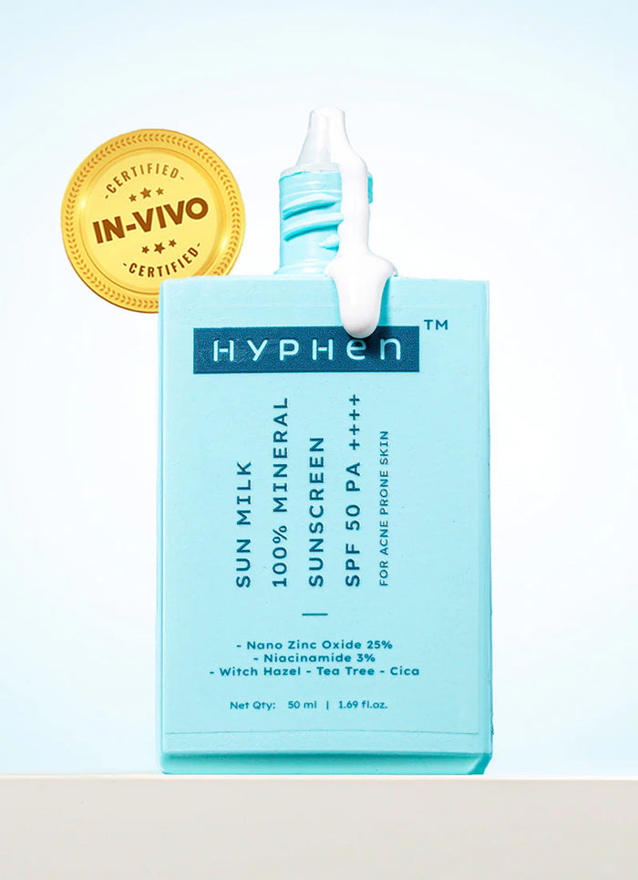 Hyphen Sun milk 100% mineral sunscreen SPF 50 PA++++ - front pack shot