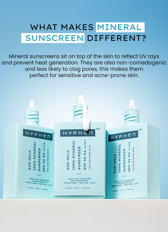 Hyphen Sun milk 100% mineral sunscreen SPF 50 PA++++ - how to use directions and skincare routine fit