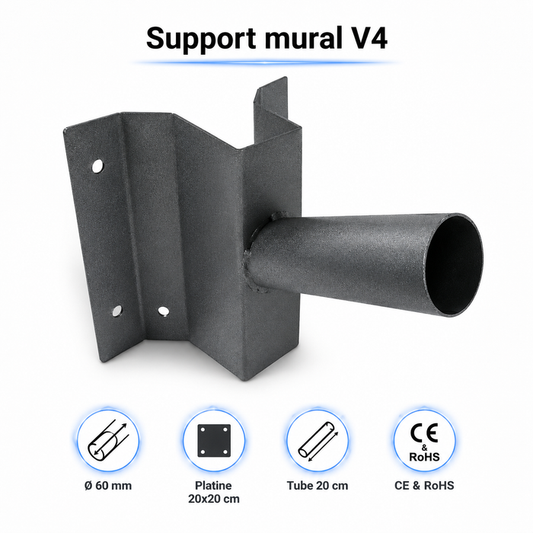Support mural pour Candélabre / Lampe de rue et parking – Diamètre tube 60mm - Couleur gris foncé
