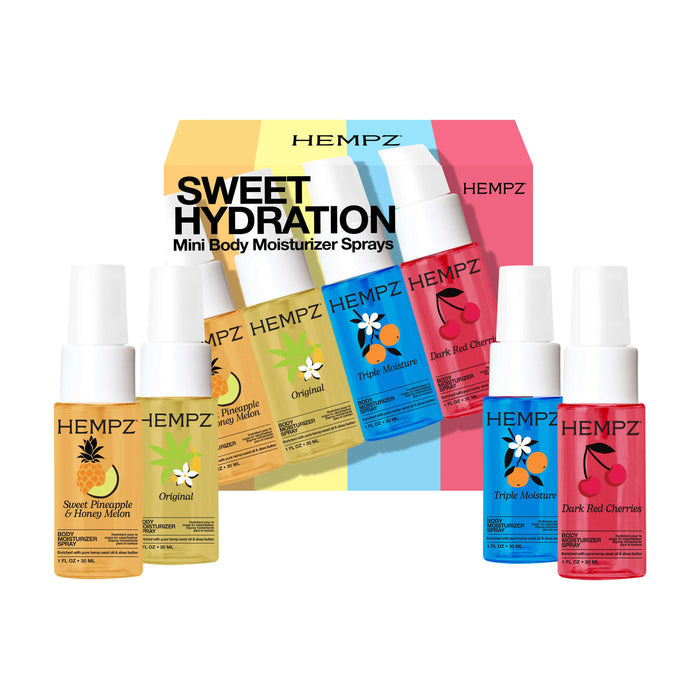 Hempz Sweet Hydration Mini Body Moisturizer Spray Kit, Bottles Out of the Box