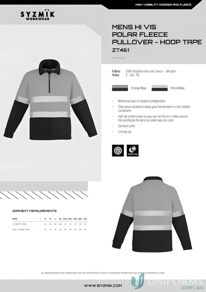 Mens hi-vis night fleece jumper hooped from Syzmik Day Night series for visibility