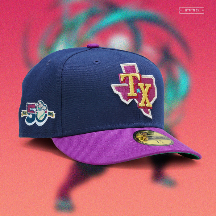 TEXAS RANGERS 50TH ANNIVERSARY "DEMON SLAYER TENGEN UZUI INSPIRED" NEW ERA FITTED CAP