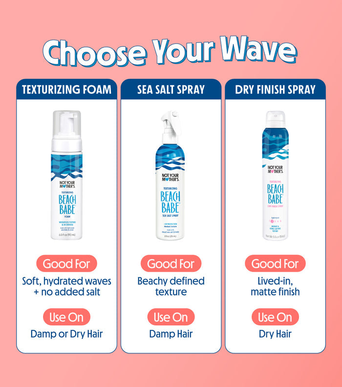 Three different Beach Babe hair products for different uses