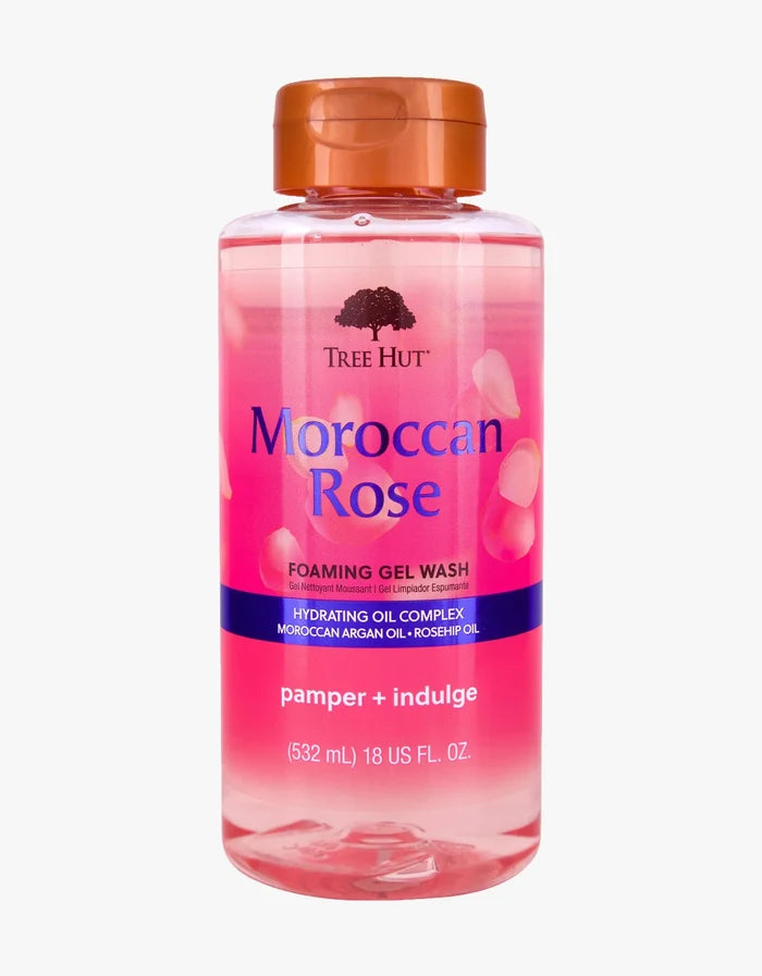 TREE HUT Moroccan rose foaming gel wash hydrating oil complex Moroccan argan oil + rosehip oil  غسول جل تري هت الرغوي برائحة الورد المغربي