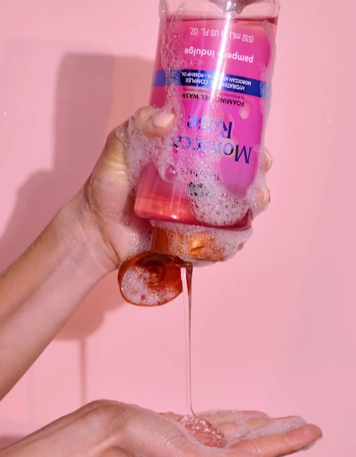 TREE HUT Moroccan rose foaming gel wash hydrating oil complex Moroccan argan oil + rosehip oil  غسول جل تري هت الرغوي برائحة الورد المغربي