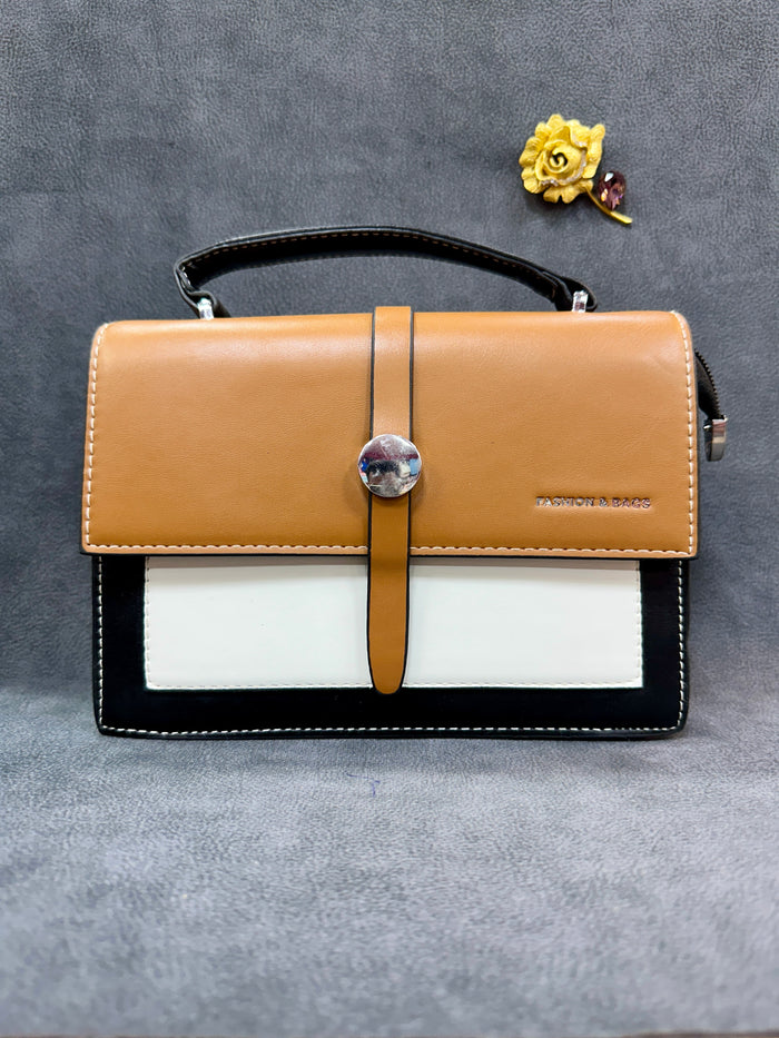 Tri-Colour Structured Crossbody Satchel Bag HB004