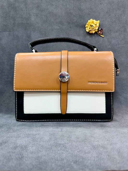 Tri-Colour Structured Crossbody Satchel Bag HB004