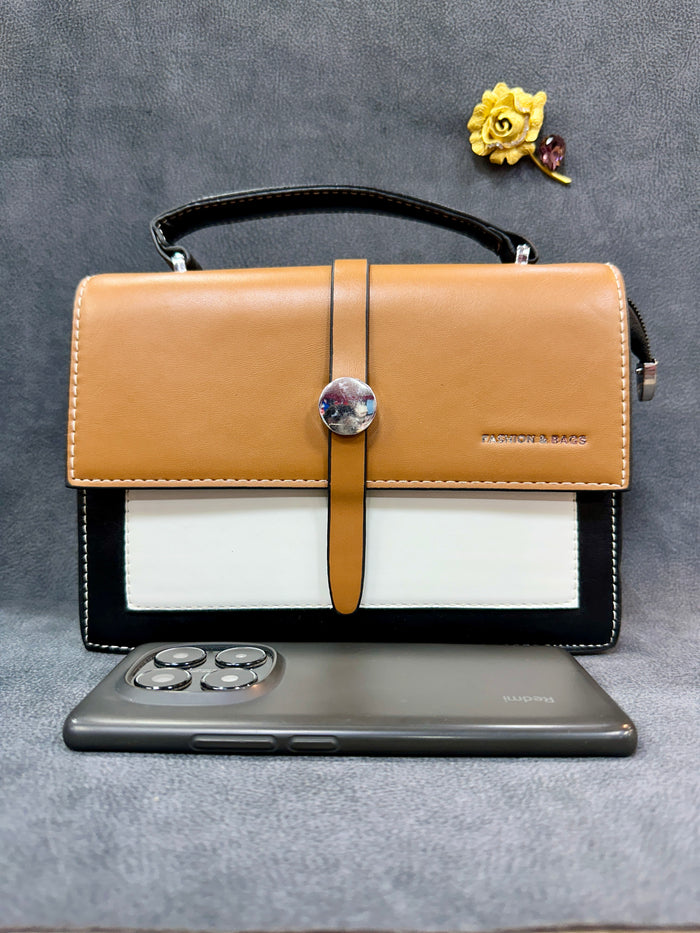 Tri-Colour Structured Crossbody Satchel Bag HB004