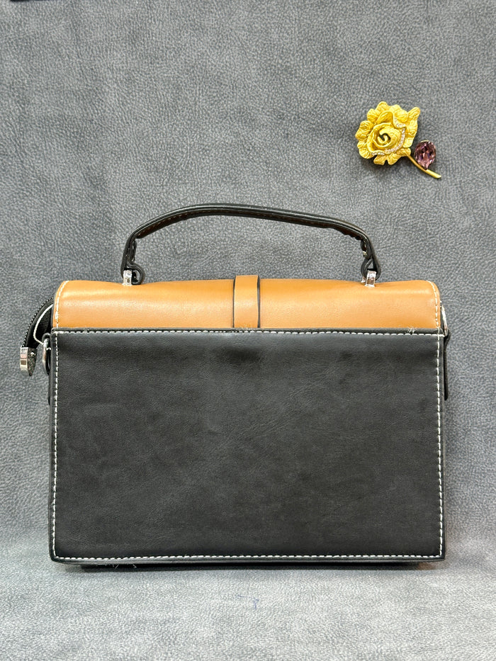 Tri-Colour Structured Crossbody Satchel Bag HB004