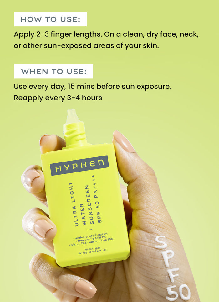 Hyphen Ultra Light Water Sunscreen SPF 50 PA ++++ - ingredient synergy and formulation chart