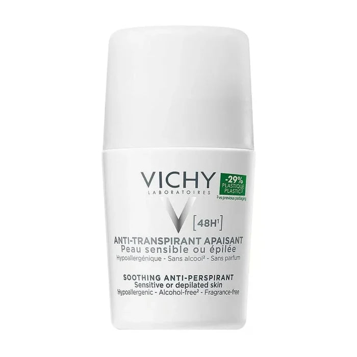 Vichy Soothing Antiperspirant Deodorant 48h Sensitive & Depilated Skin Roll On - 50ml