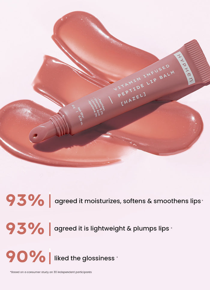 Hyphen VIP Hazel LIP Balm With 1% VIT E, 2% Squalane & Peptides - texture and finish demo