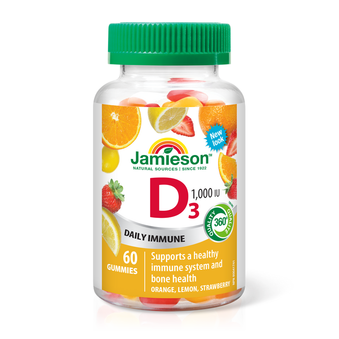 31000492 Jamieson Vitamin D3 1,000 IU Gummies Gummies 31000492_J_GUM_D3_1000IU_OrangeLemonStrawberry_250cc_R2055_BTL_MAIN