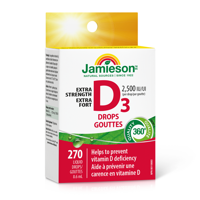 31001239 Jamieson Vitamin D3 Drops 2,500 IU, 8.6 ct 9825_R2044_D3_2500IU_Drops_CTN_MAIN