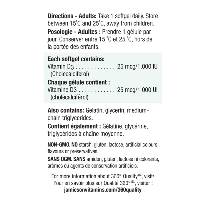31002244 Jamieson Vitamin D3 1,000 IU | Softgels Softgels 31002244_J_D3_1000IU_Softgels_VS_375cc_21004598_NFP