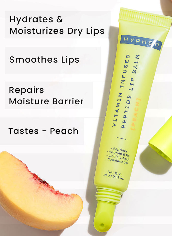 Hyphen Vitamin Infused Peptide LIP Balm - Peach - clinical results chart and benefit claims