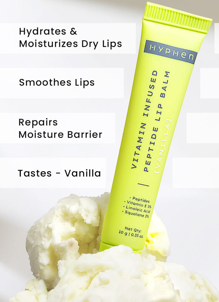 Hyphen Vitamin Infused Peptide LIP Balm - Vanilla - clinical results chart and benefit claims
