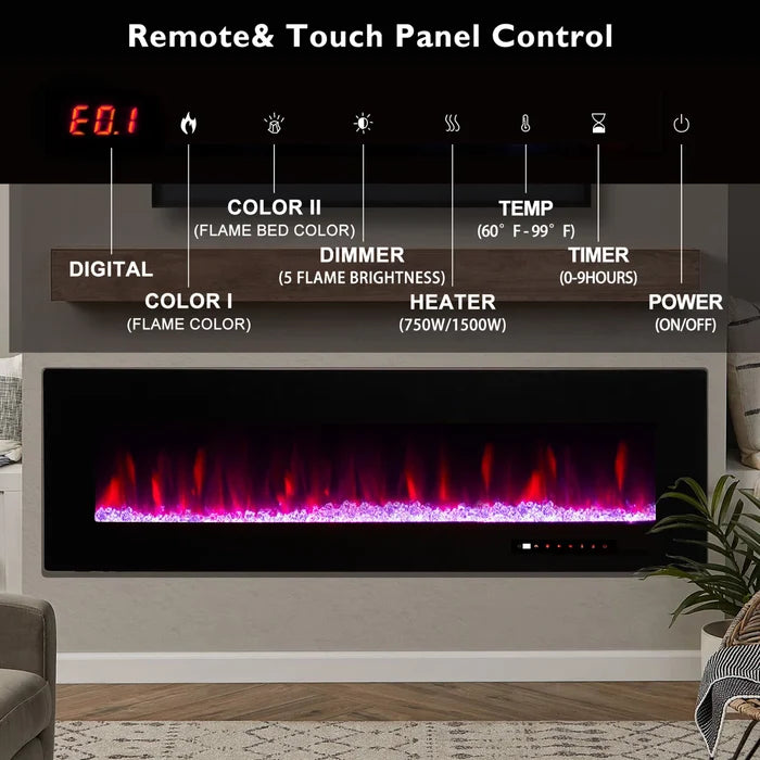 Whitmarsh Recessed Wall Mounted Electric Fireplace-no remote included (tested)