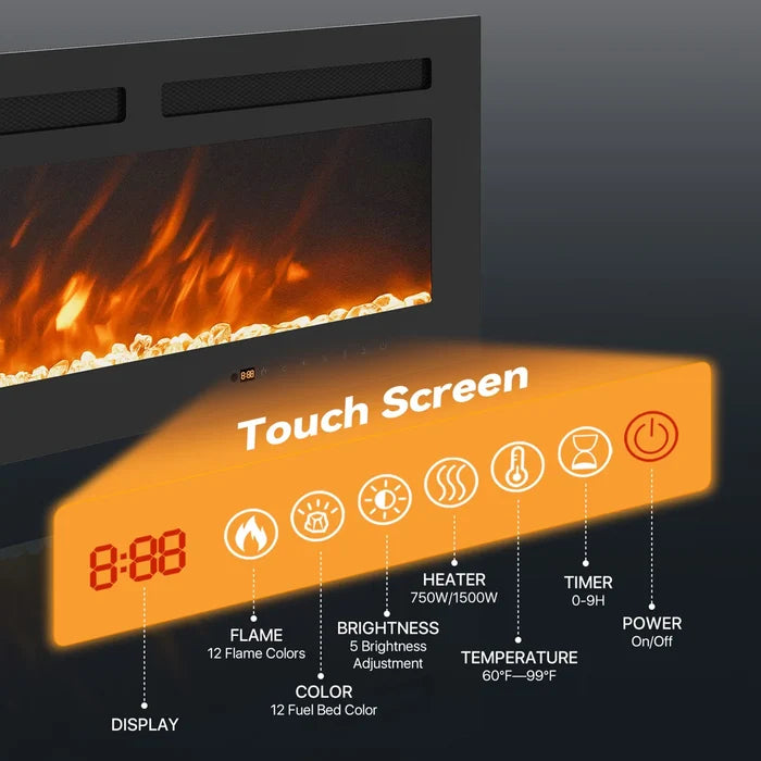 Whitmarsh Recessed Wall Mounted Electric Fireplace-no remote included (tested)